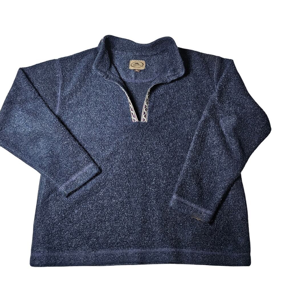 Sierra Sport Vintage Textured Mohair Blend Cozy Blue Sweater Ribbon Detail XL